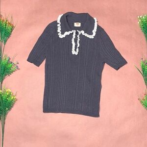 Levi's Navy Blue Knit Top with White Accents